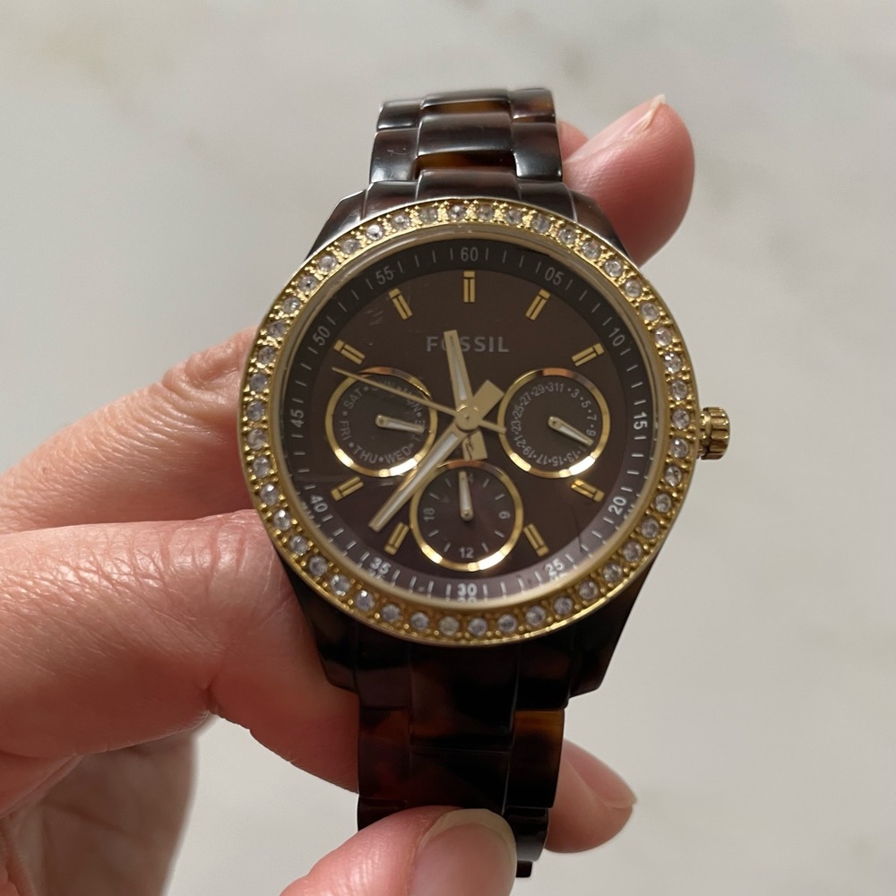Fossil Stella Multifunction Tortoise Resin Watch